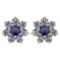 Certified 1.86 Ctw Blue Sapphire And Diamond 14k Rose Gold Halo Stud Earrings