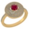 Certified 0.99 CTW Ruby And Diamond 14k Yellow Gold Halo Ring