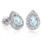 0.37 CT AQUAMARINE AND ACCENT DIAMOND 10KT SOLID WHITE GOLD EARRING