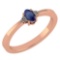 Certified 0.24 CTW Blue Sapphire And Diamond 14k Rose Gold Halo Ring