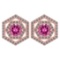 Certified 1.38 Ctw Pink Tourmaline And Diamond 14k Rose Gold Halo Stud Earrings