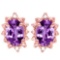 0.96 CT AMETHYST AND ACCENT DIAMOND 10KT SOLID ROSE GOLD EARRING