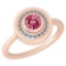 Certified 0.62 Ctw Pink Tourmaline And Diamond Ladies Fashion Halo Ring 14k Rose Gold