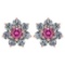 Certified 1.86 Ctw Pink Tourmaline And Diamond 14k Rose Gold Halo Stud Earrings