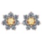 Certified 1.86 Ctw Citrine And Diamond 14k Rose Gold Halo Stud Earrings