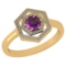 Certified 0.69 Ctw Amethyst And Diamond 14k Yellow Gold Halo Ring VS/SI1