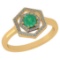 Certified 0.69 Ctw Emerald And Diamond 14k Yellow Gold Halo Ring VS/SI1
