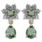 Certified 4.86 Ctw Green Amethyst And Diamond 14k Yellow Gold Halo Dangling Earrings