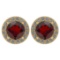 Certified 1.6 Ctw Garnet And Diamond 14k Yellow Gold Halo Stud Earrings