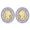 Certified 3.12 CTW Citrine And Diamond 14k White Gold Halo Stud Earrings