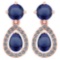 Certified 2.19 CTWBlue Sapphire And Diamond 14k Rose Gold Halo Dangling Earrings