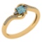 Certified 0.51 Ctw Aquamarine And Diamond 14k Yellow Gold Halo Promise Ring Made In USA