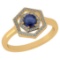 Certified 0.69 Ctw Blue Sapphire And Diamond 14k Yellow Gold Halo Ring VS/SI1