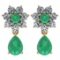 Certified 4.86 Ctw Emerald And Diamond 14k Yellow Gold Halo Dangling Earrings