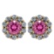 Certified 2.30 Ctw Pink Touramline And Diamond 14k Yellow Gold Halo Stud Earrings Made In USA