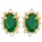 0.79 CT EMERALD AND ACCENT DIAMOND 10KT SOLID YELLOW GOLD EARRING