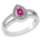 Certified 0.74 CTW Pink Tourmaline And Diamond 14k White Gold Halo Ring