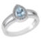 Certified 0.74 CTW Aquamarine And Diamond 14k White Gold Halo Ring