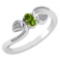 Certified 0.28 CTW Peridot And Diamond 14k White Gold Halo Ring