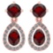 Certified 2.19 CTW Garnet And Diamond 14k Rose Gold Halo Dangling Earrings
