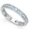 CERTIFIED 0.55 CT SKY BLUE TOPAZ AND 0.6 CT CZ 14KT SOLID WHITE GOLD RING