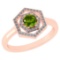 Certified 0.69 Ctw Peridot And Diamond 14k Rose Gold Halo Ring VS/SI1