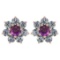 Certified 1.86 Ctw Amethyst And Diamond 14k Rose Gold Halo Stud Earrings