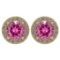 Certified 1.6 Ctw Pink Tourmaline And Diamond 14k Yellow Gold Halo Stud Earrings