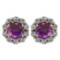 Certified 2.30 Ctw Amethyst And Diamond 14k Yellow Gold Halo Stud Earrings Made In USA