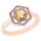 Certified 0.69 Ctw Citrine And Diamond 14k Rose Gold Halo Ring VS/SI1