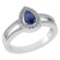 Certified 0.74 CTW Blue Sapphire And Diamond 14k White Gold Halo Ring