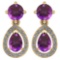 Certified 2.19 CTW Amethyst And Diamond 14k Yellow Gold Halo Dangling Earrings