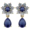 Certified 4.86 Ctw Blue Sapphire And Diamond 14k Yellow Gold Halo Dangling Earrings