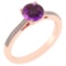Certified 1.37 Ctw Amethyst And Diamond 14k Rose Gold Halo Ring Made In USA