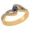 Certified 0.61 CTW Blue Sapphire And Diamond 14k Yellow Gold Halo Ring