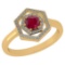 Certified 0.69 Ctw Ruby And Diamond 14k Yellow Gold Halo Ring VS/SI1