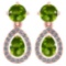 Certified 2.19 CTW Peridot And Diamond 14k Rose Gold Halo Dangling Earrings