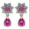 Certified 4.86 Ctw Pink Tourmaline And Diamond 14k Yellow Gold Halo Dangling Earrings