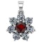 Certified 0.93 Ctw Garnet And Diamond 14k White Gold Halo necklace VS/SI1