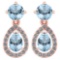 Certified 2.19 CTW Aquamarine And Diamond 14k Rose Gold Halo Dangling Earrings