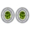 Certified 3.12 CTW Peridot And Diamond 14k White Gold Halo Stud Earrings