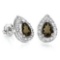 0.66 CT SMOKEY AND ACCENT DIAMOND 10KT SOLID WHITE GOLD EARRING