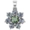 Certified 0.93 Ctw Green Amethyst And Diamond 14k White Gold Halo necklace VS/SI1