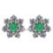 Certified 1.86 Ctw Emerald And Diamond 14k Rose Gold Halo Stud Earrings