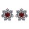 Certified 1.86 Ctw Garnet And Diamond 14k Rose Gold Halo Stud Earrings