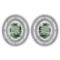 Certified 3.12 CTW Green Amethyst And Diamond 14k White Gold Halo Stud Earrings