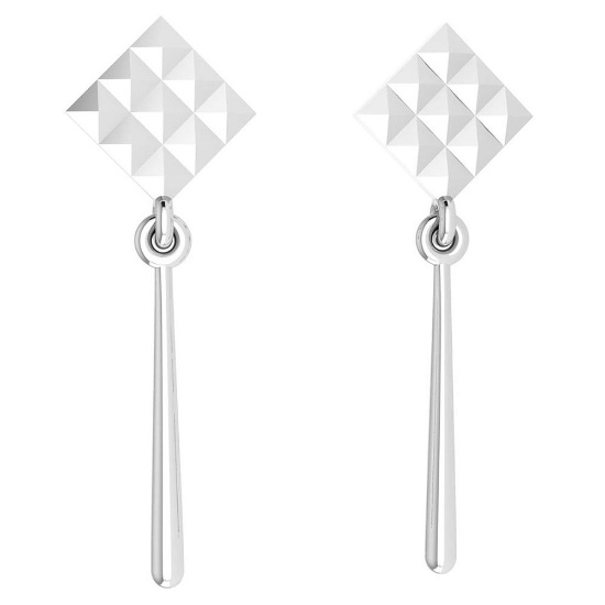 Certified Gold MADE IN ITALY Styles Hangning Stud Earrings For beautiful ladies 14k White Gold MADE