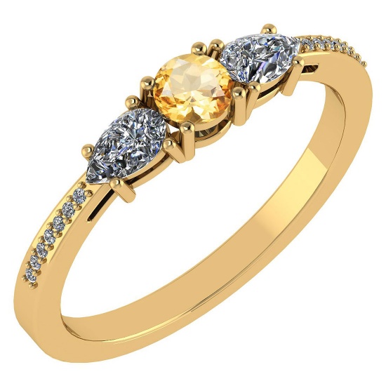 Certified 0.77 Ctw Citrine And Diamond 14k Yellow Gold Halo Ring VS/SI1