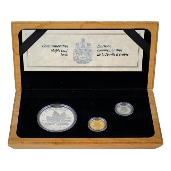 Canada 1989 Commemorative Maple Leaf Proof Set Silver Gold Platinum