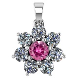 Certified 0.93 Ctw Pink Tourmaline And Diamond 14k White Gold Halo necklace VS/SI1